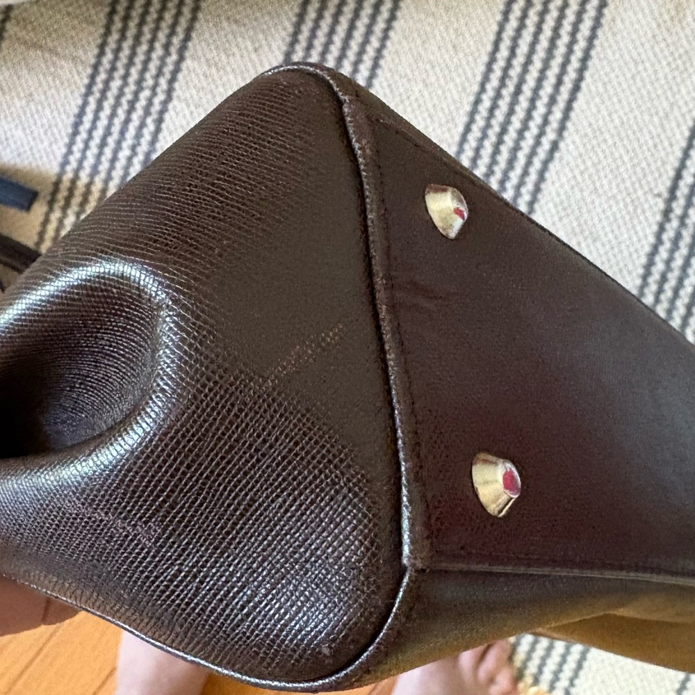 Burberry Chocolate Brown Leather Bag with Check Interior - Picture 12 of 15